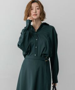 S size ONWARD(小さいサイズ) / エスサイズオンワード シャツ・ブラウス | 【滝沢眞規子さん着用/洗える】メリノウールサテン 2WAYドルマンスリーブシャツ