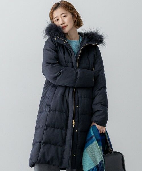 S size ONWARD(小さいサイズ)/エスサイズオンワード 【撥水加工】ブライトウール ロングダウンコート グレー系 34