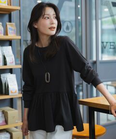 S size ONWARD(小さいサイズ) / エスサイズオンワード カットソー | スムースコンビペプラム カットソー