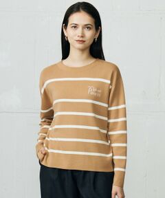 S size ONWARD(小さいサイズ) / エスサイズオンワード ニット・セーター | コットンウールハイゲージボーダー ニット