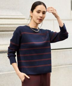 S size ONWARD(小さいサイズ) / エスサイズオンワード ニット・セーター | コットンウールハイゲージボーダー ニット