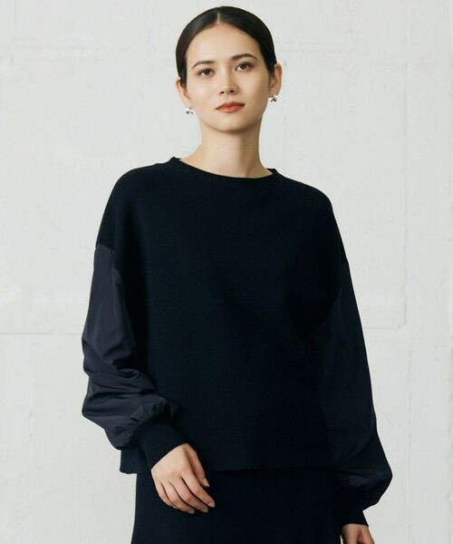 S size ONWARD(小さいサイズ)/エスサイズオンワード 【洗える】ウールミラノランタンスリーブ ニット ネイビー 32 S size ONWARD(小さいサイズ)/エスサイズオンワード 【洗える】ウールミラノランタンスリーブ ニット ネイビー 32