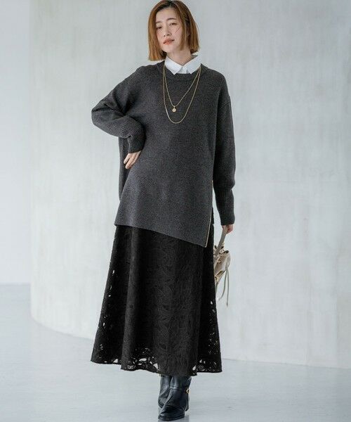 S size ONWARD(小さいサイズ) / エスサイズオンワード ニット・セーター | 【見上愛さん着用/Oggi掲載/洗える】カシミヤブレンド サイドジップ  ニットチュニック | 詳細12