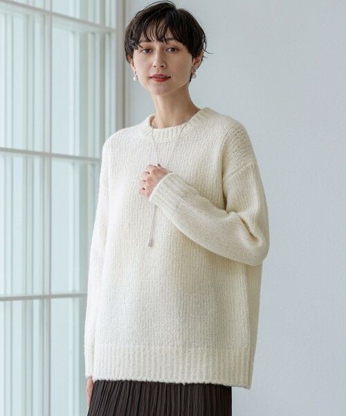 S size ONWARD(小さいサイズ)/エスサイズオンワード ブラッシュドエアーウール ファンシーニット ホワイト系 32 S size ONWARD(小さいサイズ)/エスサイズオンワード ブラッシュドエアーウール ファンシーニット ホワイト系 32