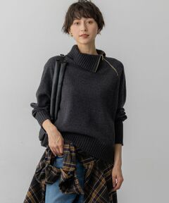 S size ONWARD(小さいサイズ) / エスサイズオンワード ニット・セーター | ボイルドウールコンビ ジップ タートルニット