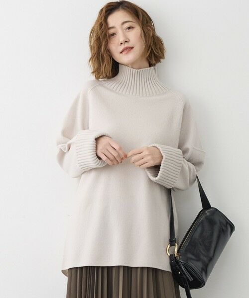 S size ONWARD(小さいサイズ)/エスサイズオンワード 【新色追加】ボイルドウールコンビニット チュニック ベージュ系 32 S size ONWARD(小さいサイズ)/エスサイズオンワード 【新色追加】ボイルドウールコンビニット チュニック ベージュ系 32