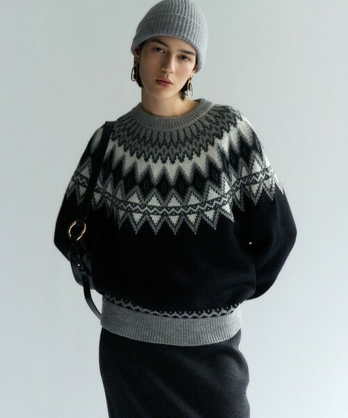 S size ONWARD(小さいサイズ) / エスサイズオンワード ニット・セーター | 【洗える】ジャガード クルーネック ニット | 詳細2