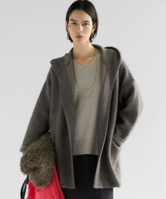 S size ONWARD(小さいサイズ) / エスサイズオンワード その他アウター | 【洗える】ラクーンブレンドダブルフェイス フーディー ニットカーディガン