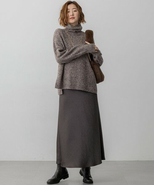 S size ONWARD(小さいサイズ) / エスサイズオンワード ニット・セーター | 【洗える】ミックスブークレ サイドスリットタートルニット | 詳細11