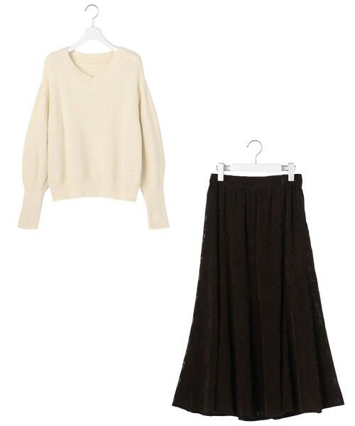 S size ONWARD(小さいサイズ) / エスサイズオンワード セットアップ | 【2SET】フェザー ニット × フロッキー スカート | 詳細9