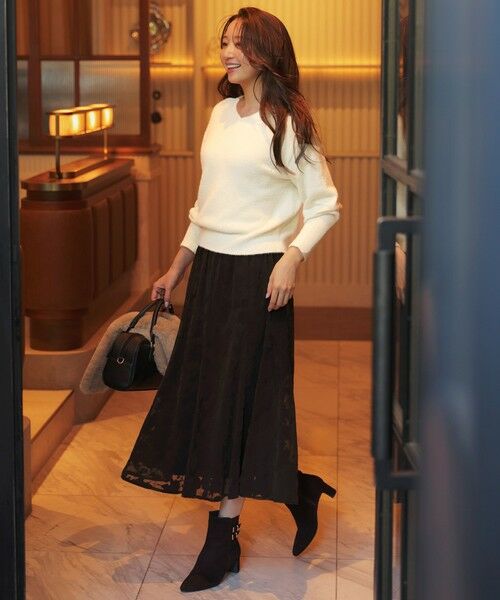 S size ONWARD(小さいサイズ) / エスサイズオンワード セットアップ | 【2SET】フェザー ニット × フロッキー スカート | 詳細4