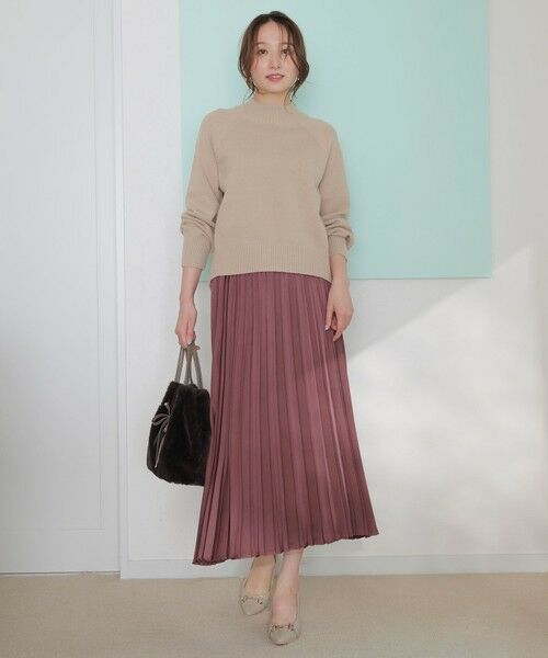 S size ONWARD(小さいサイズ)/エスサイズオンワード 【2SET】ボリューム ニット×プリーツ スカート セット グレージュ×ピンク XS S size ONWARD(小さいサイズ)/エスサイズオンワード 【2SET】ボリューム ニット×プリーツ スカート セット グレージュ×ピンク XS