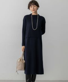 S size ONWARD(小さいサイズ) / エスサイズオンワード ミニ丈・ひざ丈ワンピース | 【洗える】レイヤードニットツイン ワンピース