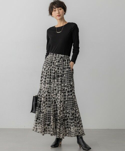 S size ONWARD(小さいサイズ) / エスサイズオンワード ミニ・ひざ丈スカート | 【洗える】ハウンドトゥースアートプリント ギャザー スカート | 詳細7