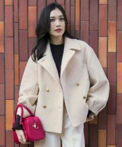 S size ONWARD(小さいサイズ) / エスサイズオンワード ピーコート | 【2WAY】ブークレーシャギーラメ アウター