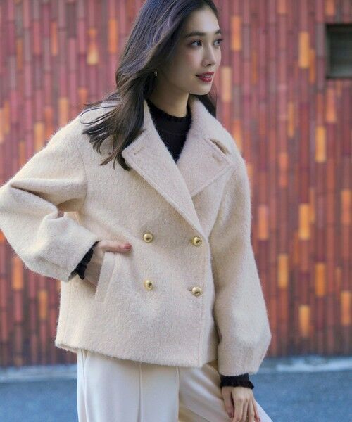 S size ONWARD(小さいサイズ) / エスサイズオンワード ピーコート | 【2WAY】ブークレーシャギーラメ アウター | 詳細1