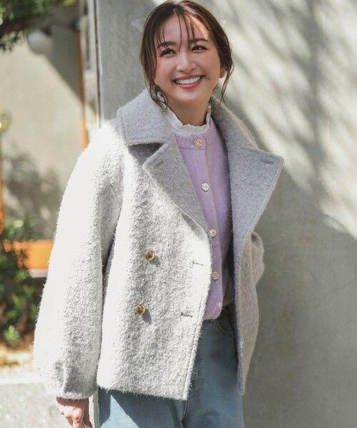 S size ONWARD(小さいサイズ) / エスサイズオンワード ピーコート | 【2WAY】ブークレーシャギーラメ アウター | 詳細6