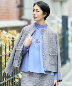 S size ONWARD(小さいサイズ) / エスサイズオンワード ノーカラージャケット | 【カタログ掲載】ライトミックスツイード ジャケット