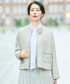 S size ONWARD(小さいサイズ) / エスサイズオンワード ノーカラージャケット | 【カタログ掲載】ライトミックスツイード ジャケット