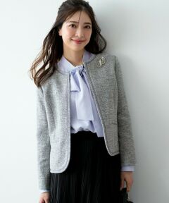 S size ONWARD(小さいサイズ) / エスサイズオンワード ノーカラージャケット | ライトストレッチ ツイード ジャケット