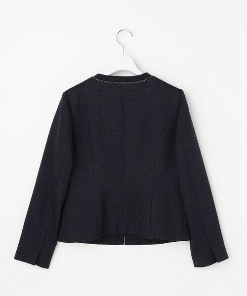 S size ONWARD(小さいサイズ) / エスサイズオンワード ノーカラージャケット | リップルボーダーストレッチ ジャケット | 詳細6