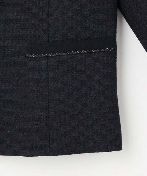 S size ONWARD(小さいサイズ) / エスサイズオンワード ノーカラージャケット | リップルボーダーストレッチ ジャケット | 詳細9