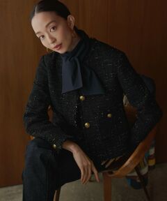 S size ONWARD(小さいサイズ) / エスサイズオンワード ノーカラージャケット | GIOLICAツイード ノーカラー ボタン ジャケット