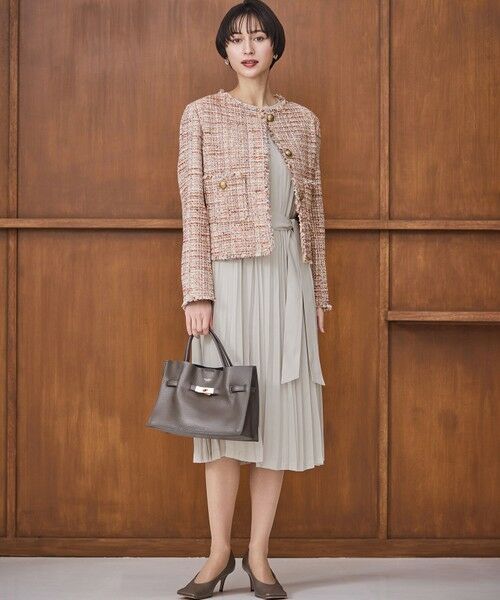 S size ONWARD(小さいサイズ) / エスサイズオンワード ノーカラージャケット | GIOLICAツイード ノーカラー ボタン ジャケット | 詳細5