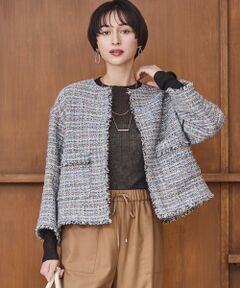 S size ONWARD(小さいサイズ) / エスサイズオンワード ノーカラージャケット | GIOLICAツイード ノーカラー ジャケット