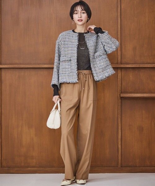 S size ONWARD(小さいサイズ) / エスサイズオンワード ノーカラージャケット | GIOLICAツイード ノーカラー ジャケット | 詳細3