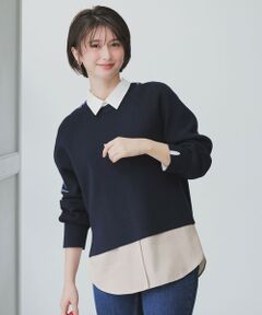 S size ONWARD(小さいサイズ) / エスサイズオンワード ニット・セーター | ニットレイヤード シャツ ツインセット