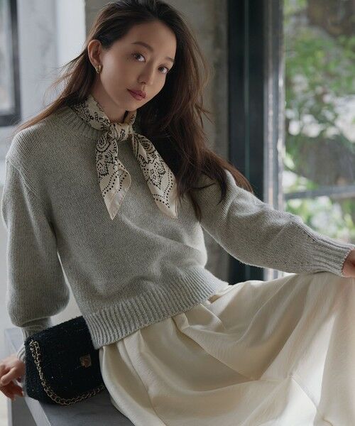 【洗える】ウールカシミヤ パフスリーブ ニット