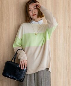 S size ONWARD(小さいサイズ) / エスサイズオンワード ニット・セーター | 【洗える】ウールカシミヤ カラーブロック チュニック ニット