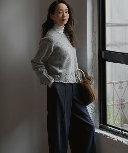 S size ONWARD(小さいサイズ) / エスサイズオンワード ニット・セーター | 【滝沢眞規子さん着用/洗える】レーシーヘムデザイン パフスリーブ ニット | 詳細3