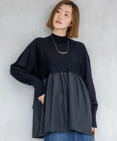 S size ONWARD(小さいサイズ) / エスサイズオンワード ニット・セーター | 【洗える】ギャザープルオーバー コンビ ニット