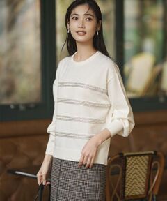 S size ONWARD(小さいサイズ) / エスサイズオンワード ニット・セーター | 【WEB&一部店舗限定/滝沢眞規子さん着用】ビジューボーダー ニット