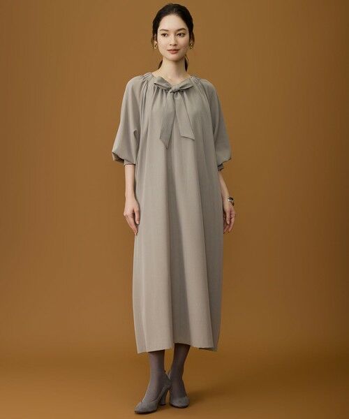 S size ONWARD(小さいサイズ) / エスサイズオンワード ロング・マキシ丈ワンピース | 【SHIHOさん着用】TWドレープツイル3WAYボウタイ ワンピース | 詳細2