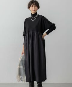 S size ONWARD(小さいサイズ) / エスサイズオンワード ロング・マキシ丈ワンピース | 【洗える】ギャザーコンビ ニットワンピース