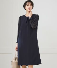 S size ONWARD(小さいサイズ) / エスサイズオンワード ロング・マキシ丈ワンピース | 【セットアップ対応/洗える】トリアセダブルジョーゼット シフォンスリーブ ワンピース