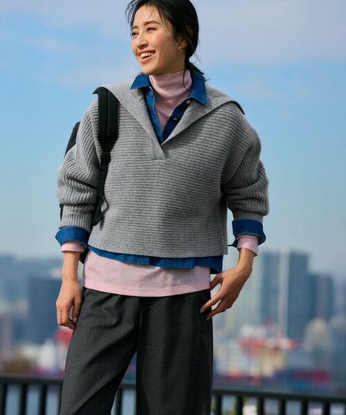 S size ONWARD(小さいサイズ) / エスサイズオンワード その他パンツ | 【洗える】ハイカウントフラノ ドロスト ワイド パンツ | 詳細8