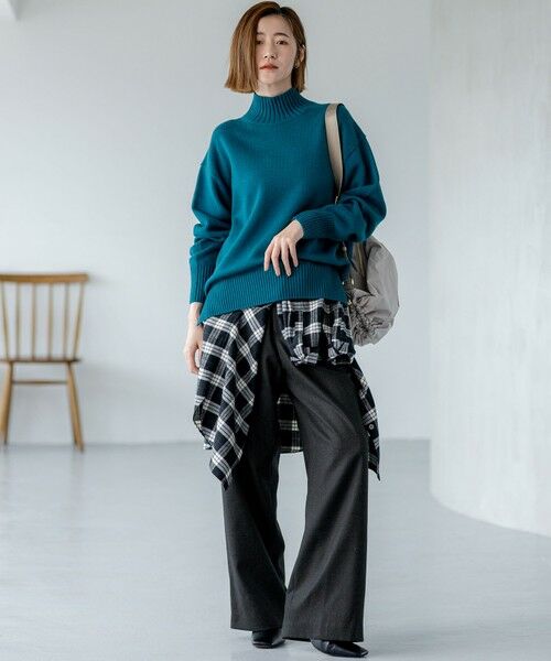 S size ONWARD(小さいサイズ) / エスサイズオンワード その他パンツ | 【洗える】ハイカウントフラノ ドロスト ワイド パンツ | 詳細7