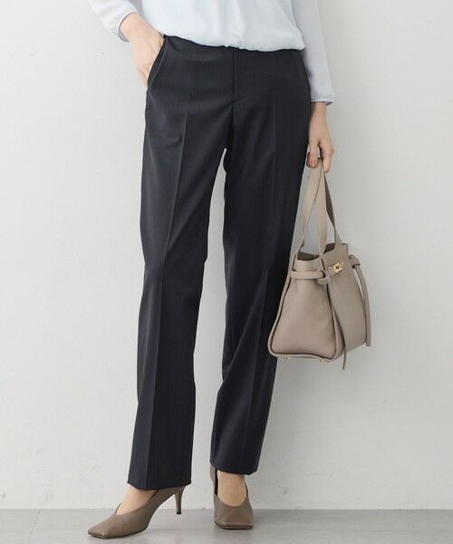 S size ONWARD(小さいサイズ) / エスサイズオンワード その他パンツ | 【セットアップ着用】ファインネスウール テーパード パンツ(ネイビーストライプ)