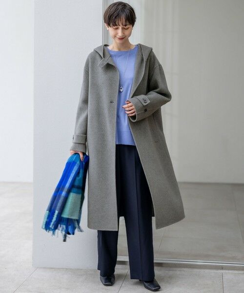 S size ONWARD(小さいサイズ) / エスサイズオンワード その他アウター | 【滝沢眞規子さん着用/VERY掲載】MANTECOPureリバー フード ロングコート | 詳細13