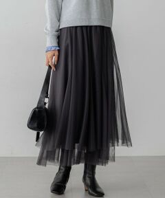 S size ONWARD(小さいサイズ) / エスサイズオンワード ミニ・ひざ丈スカート | 【洗える】レイヤード チュール スカート
