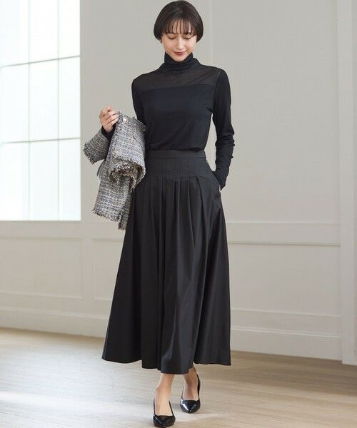 S size ONWARD(小さいサイズ) / エスサイズオンワード ミニ・ひざ丈スカート | 【撥水加工/洗える】ブライトタフタ タック スカート | 詳細2