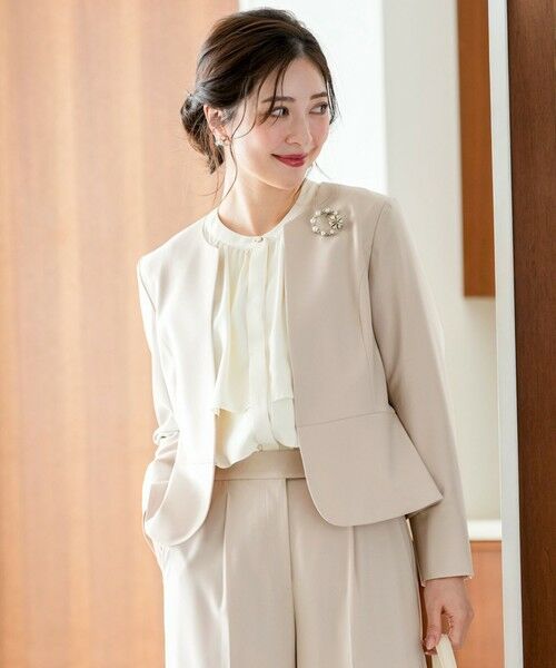 S size ONWARD(小さいサイズ) / エスサイズオンワード ノーカラージャケット | セレモニーダブルクロス クルーカラー ジャケット | 詳細8