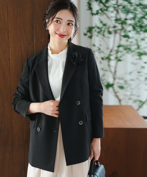 S size ONWARD(小さいサイズ) / エスサイズオンワード その他アウター | セレモニーダブルクロス テーラードジャケット（ブラック系）