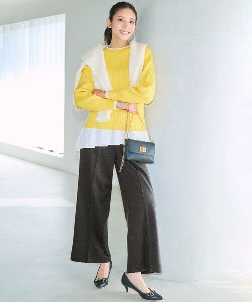 S size ONWARD(小さいサイズ) / エスサイズオンワード その他パンツ | センタープレスメランジ パンツ（チャコール）