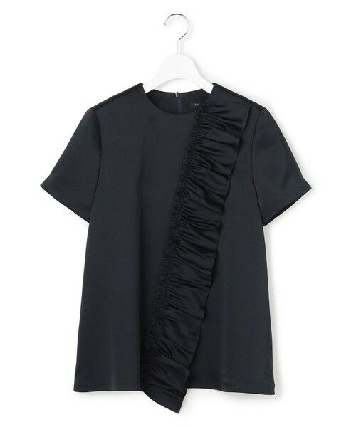 S size ONWARD(小さいサイズ) / エスサイズオンワード シャツ・ブラウス | 【APPLAUDIR】クリアダブルサテン フリルデザイン ブラウス（ネイビー系）