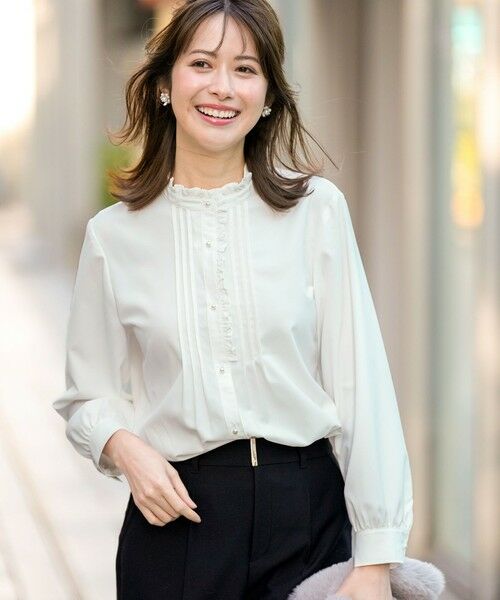 S size ONWARD(小さいサイズ) / エスサイズオンワード シャツ・ブラウス | フリルスタンド シャツ（オフ）